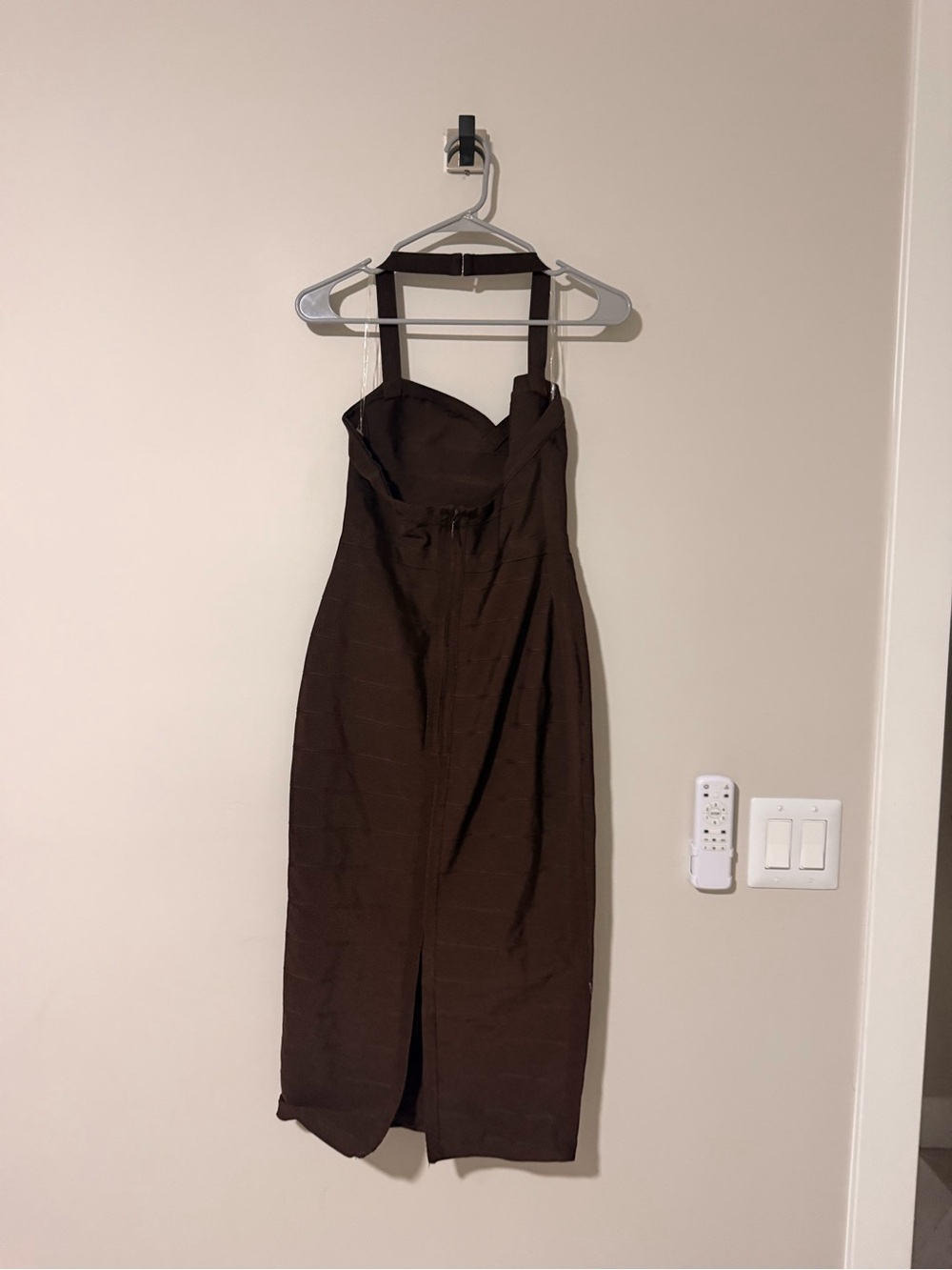 House of CB Brown The Supermodel Halter Neck Bandage Midi Dress - Picture 5 of 9